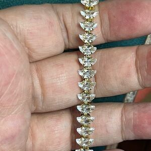 Elegant & Unique Half-moon Shape AAA CZ BraceletGold Women's 7.5”Bracelet
